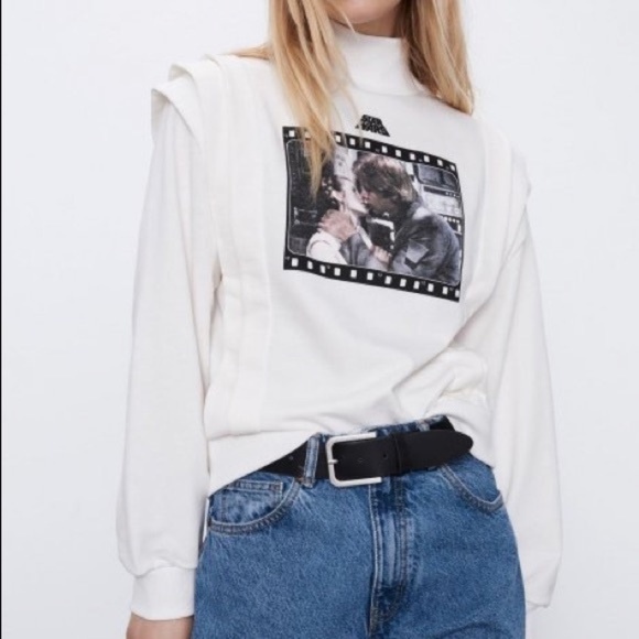 NEW Zara Star Wars Princess Leia Han Solo Mock Neck Sweatshirt Small - Picture 7 of 17
